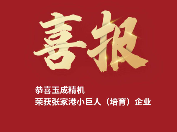 恭喜玉成精機(jī)榮獲張家港小巨人（培育）企業(yè)